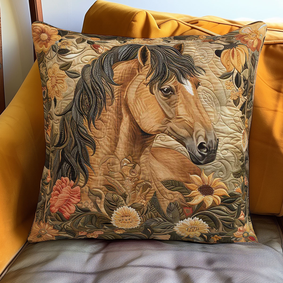 Horse and Blossom WN3007067CL Quilt Pillow Case