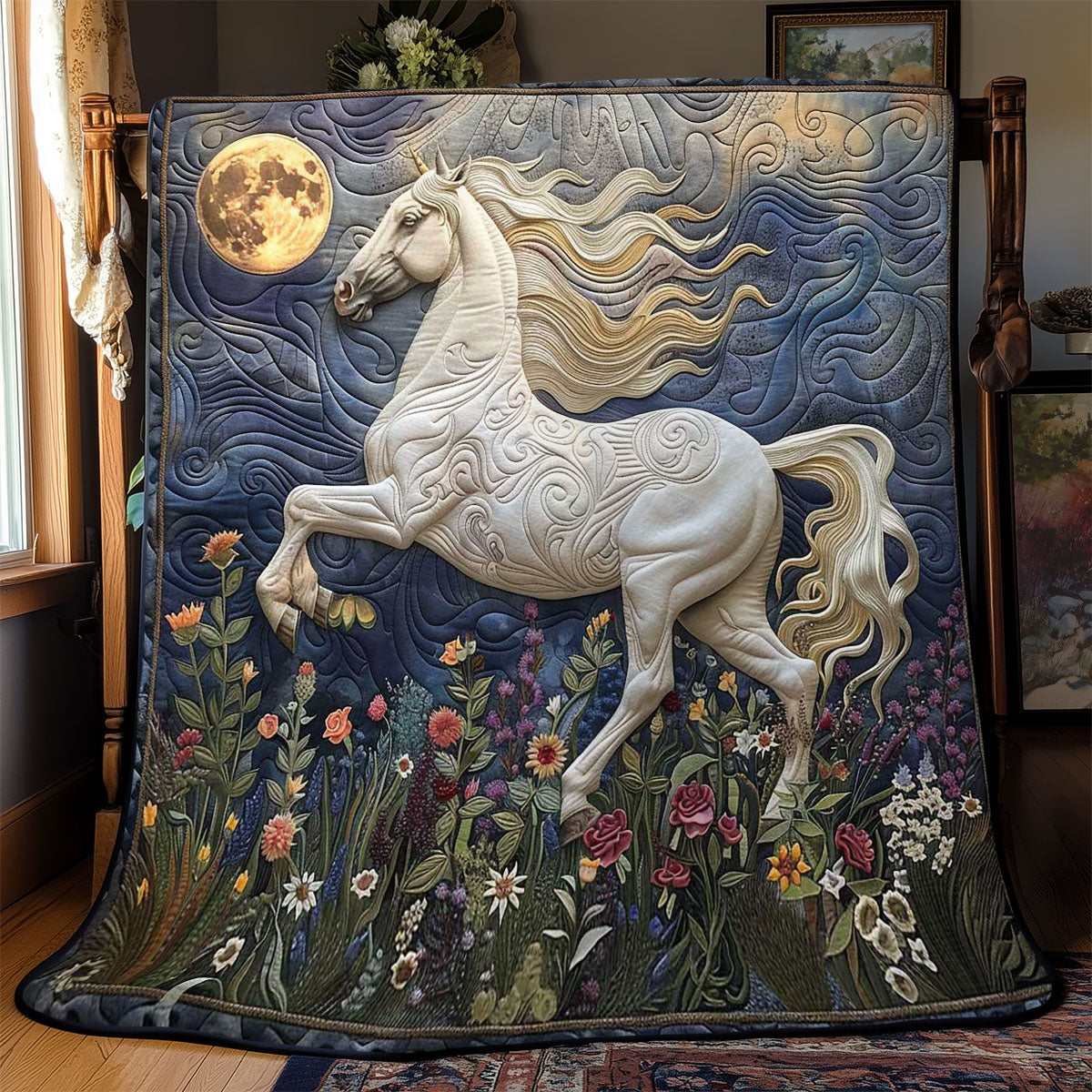 Horse's Blooming Fields WN2408183CL Quilt