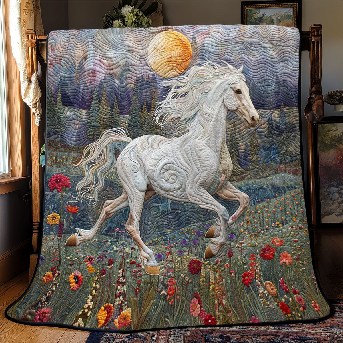 Horse's Blossoming Journey WN2408182CL Quilt