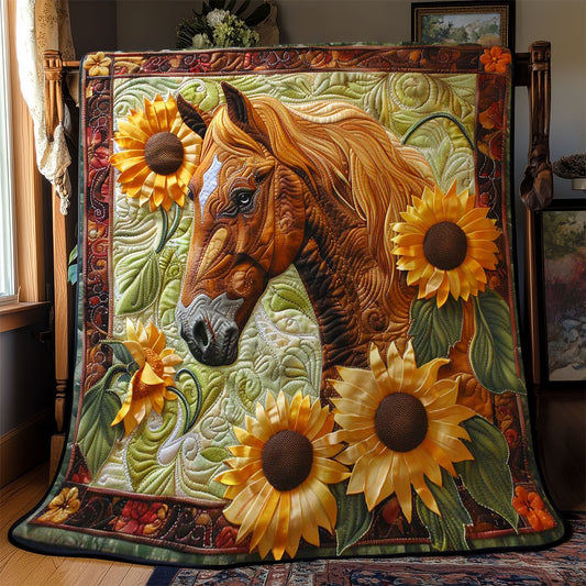 Horse's Sunflower Field WN2408177CL Quilt