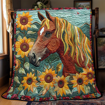 Horse's Sunflower Symphony WN2408179CL Quilt