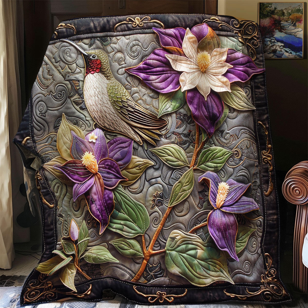 Hummingbird And Flower SR1308041CL Quilt