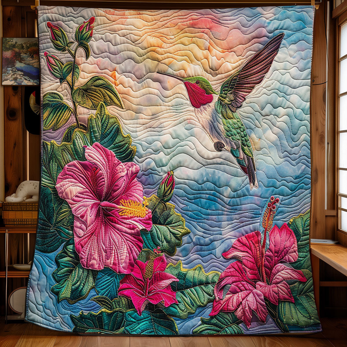 Hummingbird And Flower SR2008002CL Quilt