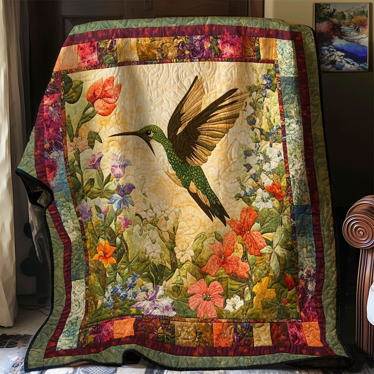 Hummingbird And Flowers WN0208042CL Quilt