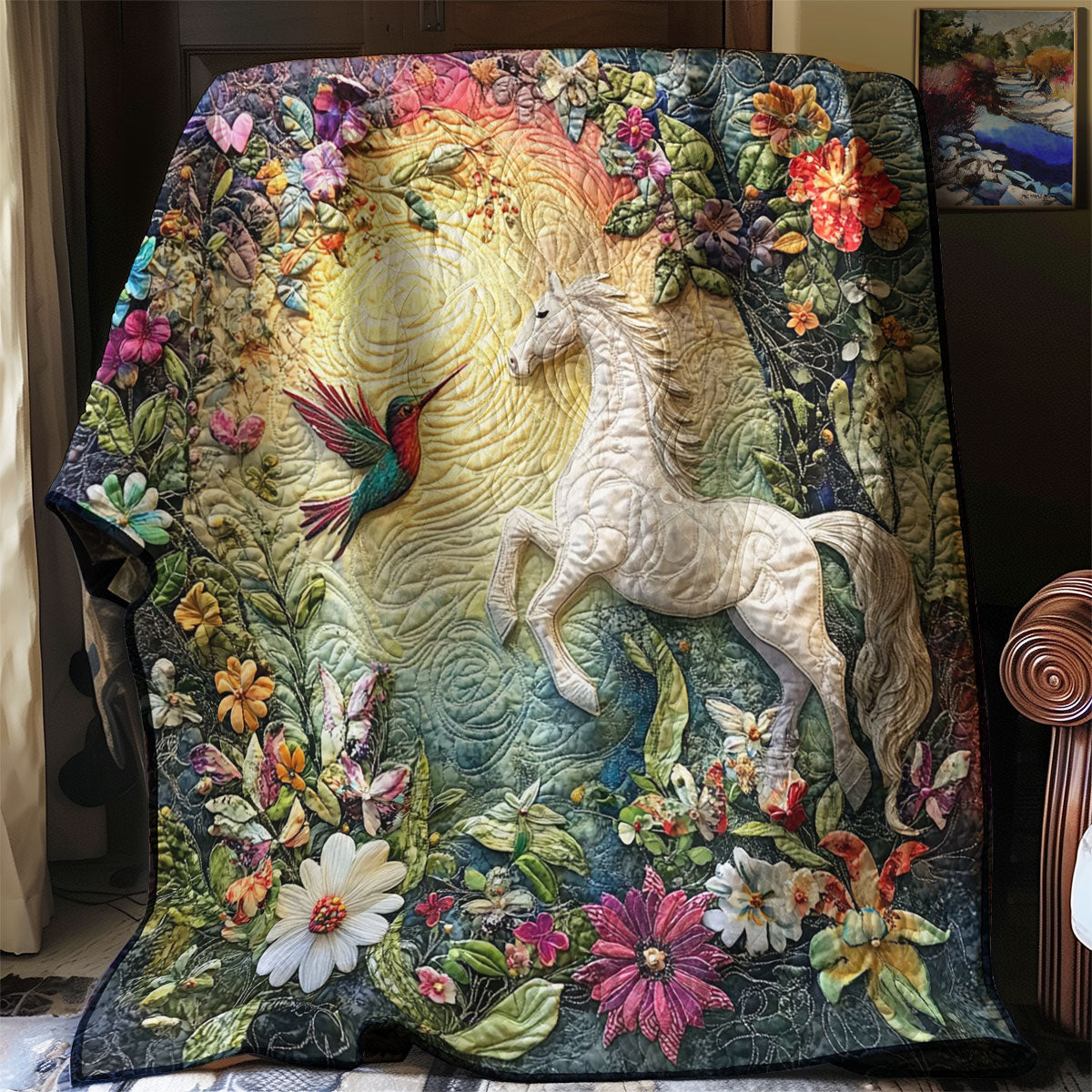 Hummingbird And Horse WM0208020CL Quilt