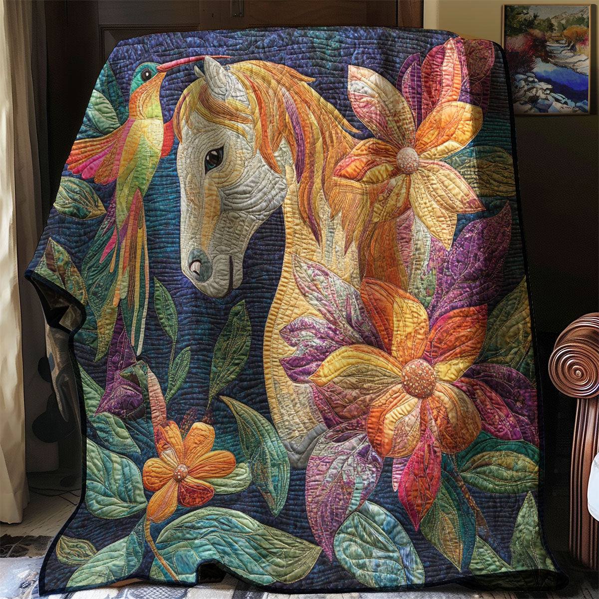 Hummingbird And Horse WM0308042CL Quilt