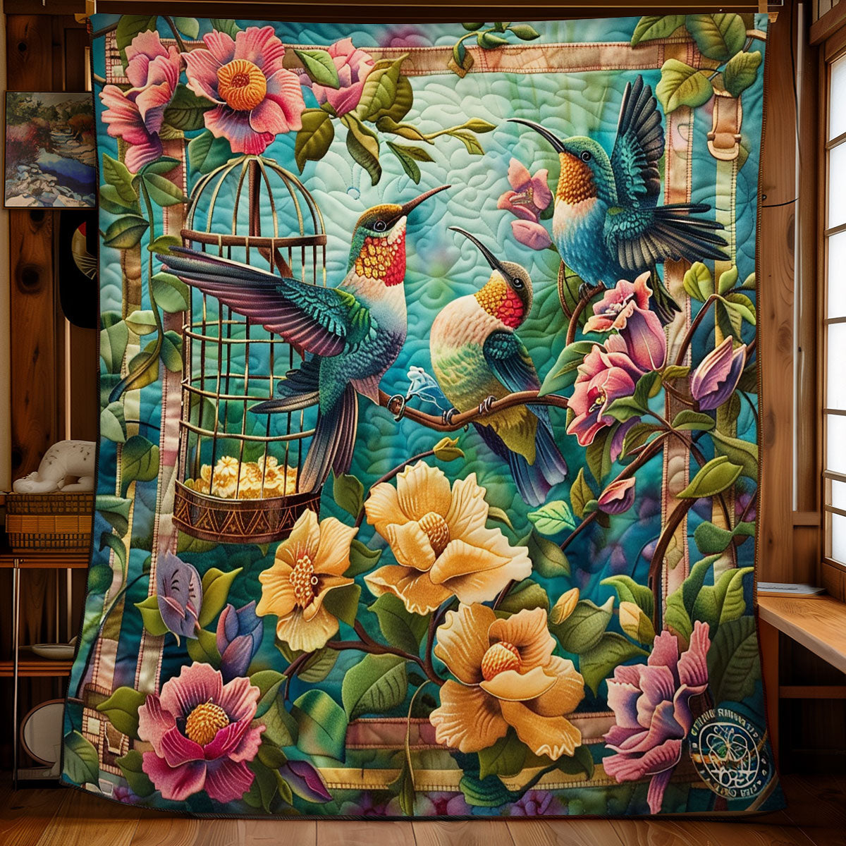 Hummingbirds And Floral SR2308025CL Quilt