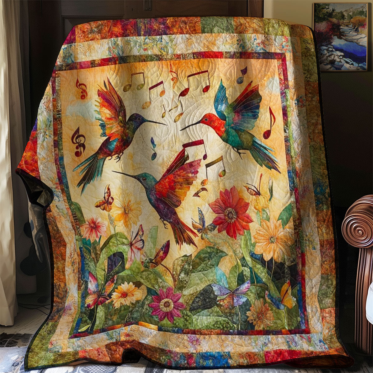 Hummingbirds And Music Garden WM3107002CL Quilt