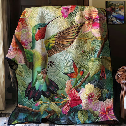 Hummingbirds And Pink Hibicus WM1308001CL Quilt