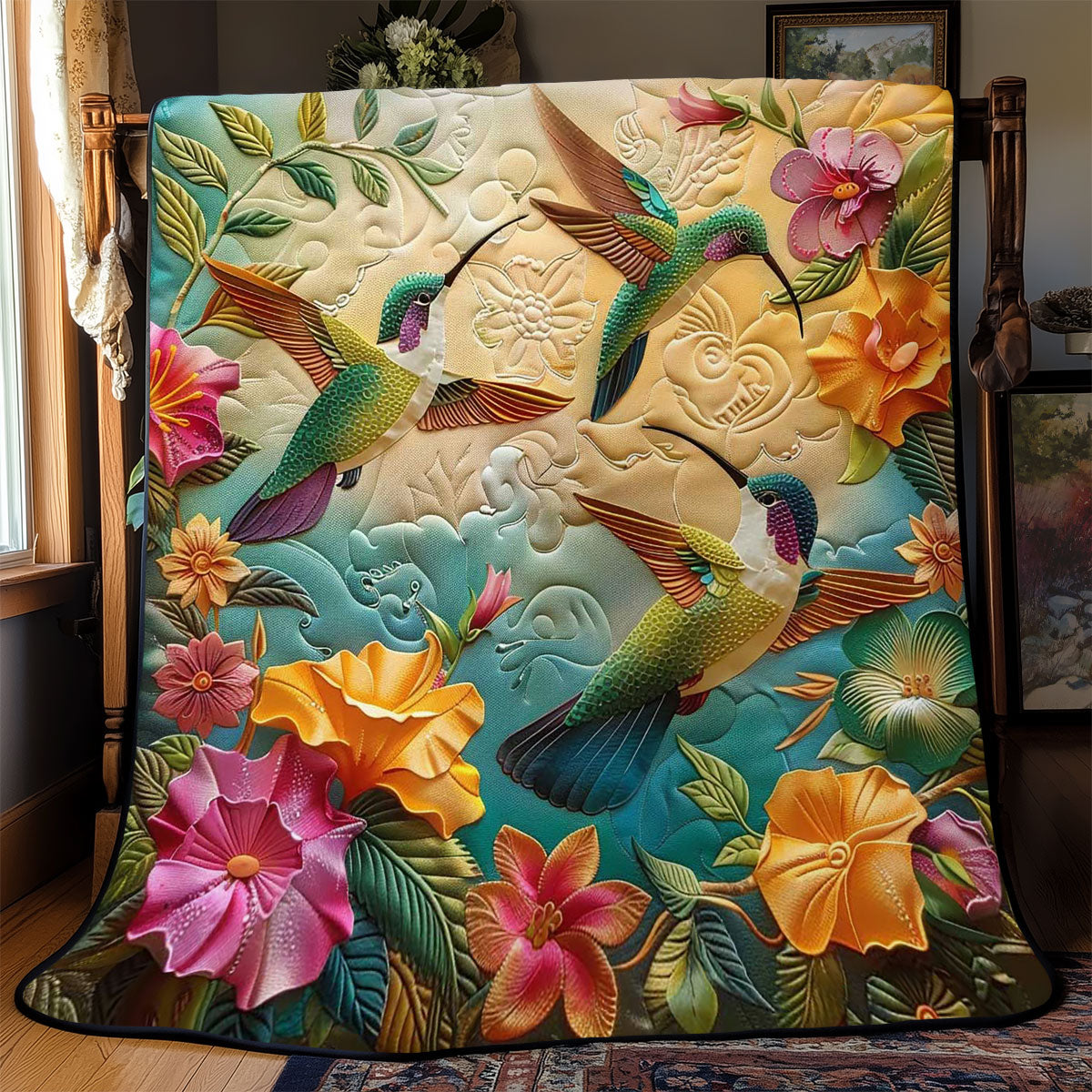 Hummingbirds In Bloom WN2608039CL Quilt