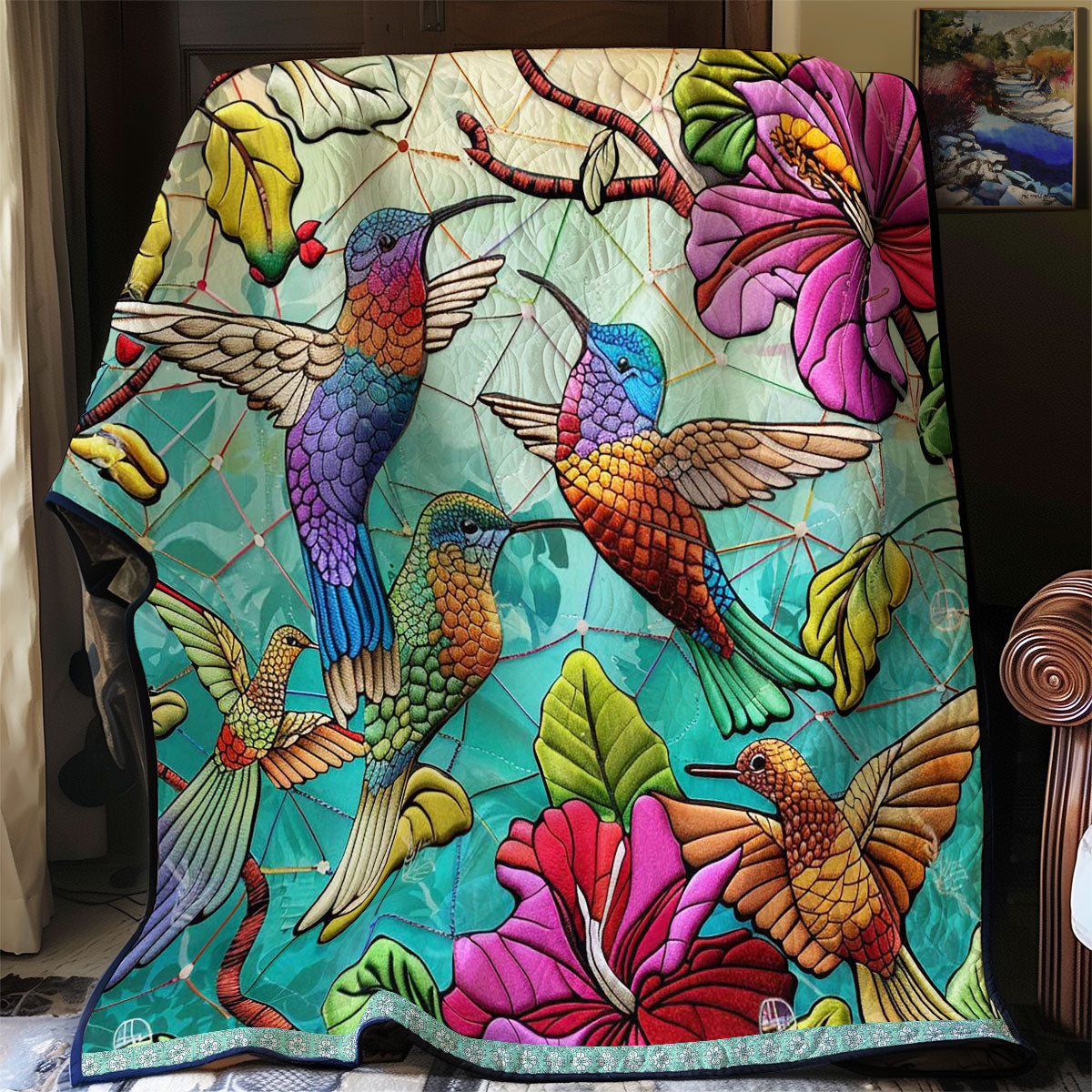 Hummingbirds In Glass WN0509058CL Quilt