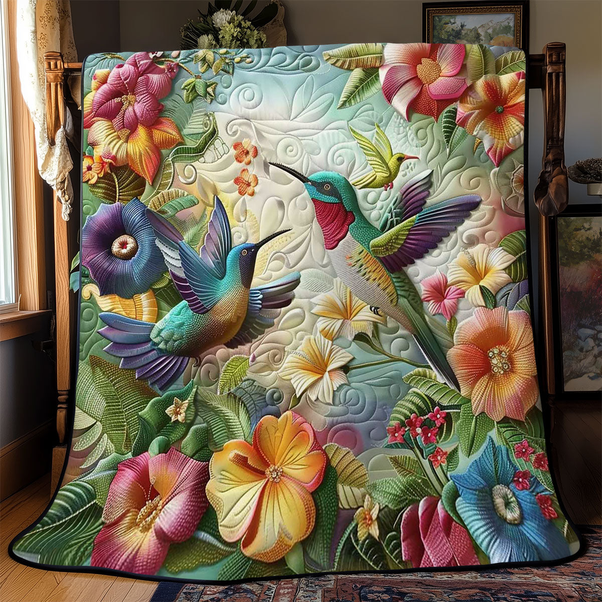 Hummingbirds' Floral Dance WN2608038CL Quilt
