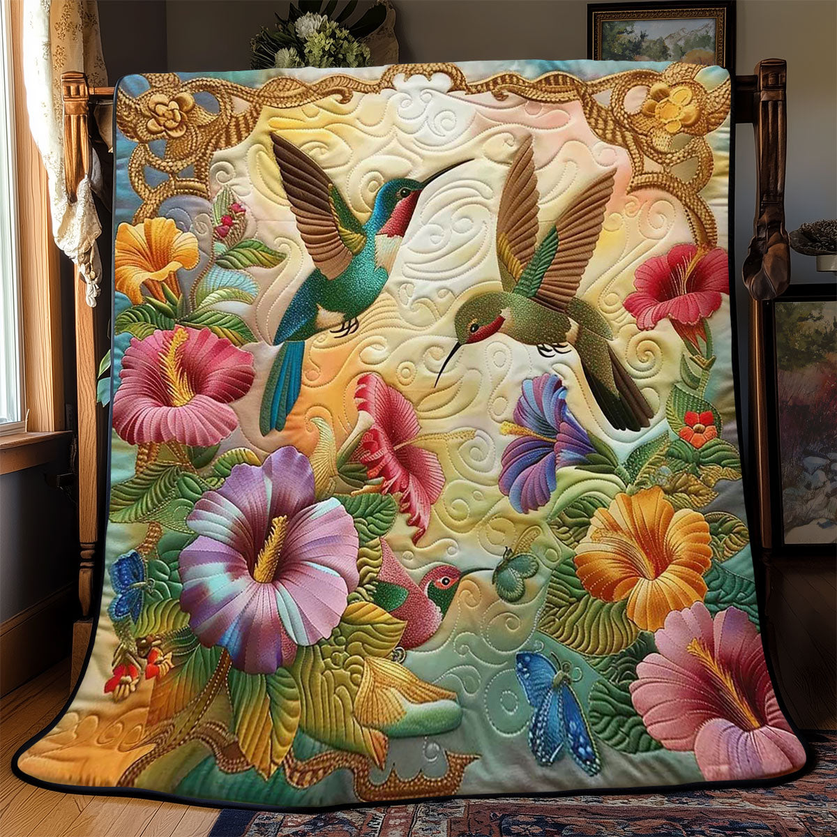 Hummingbirds' Floral Harmony WN2608044CL Quilt