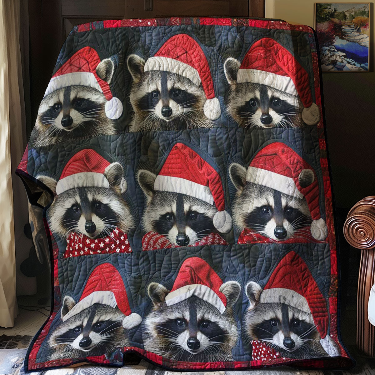 Jolly Christmas Raccoon WN1508078CL Quilt