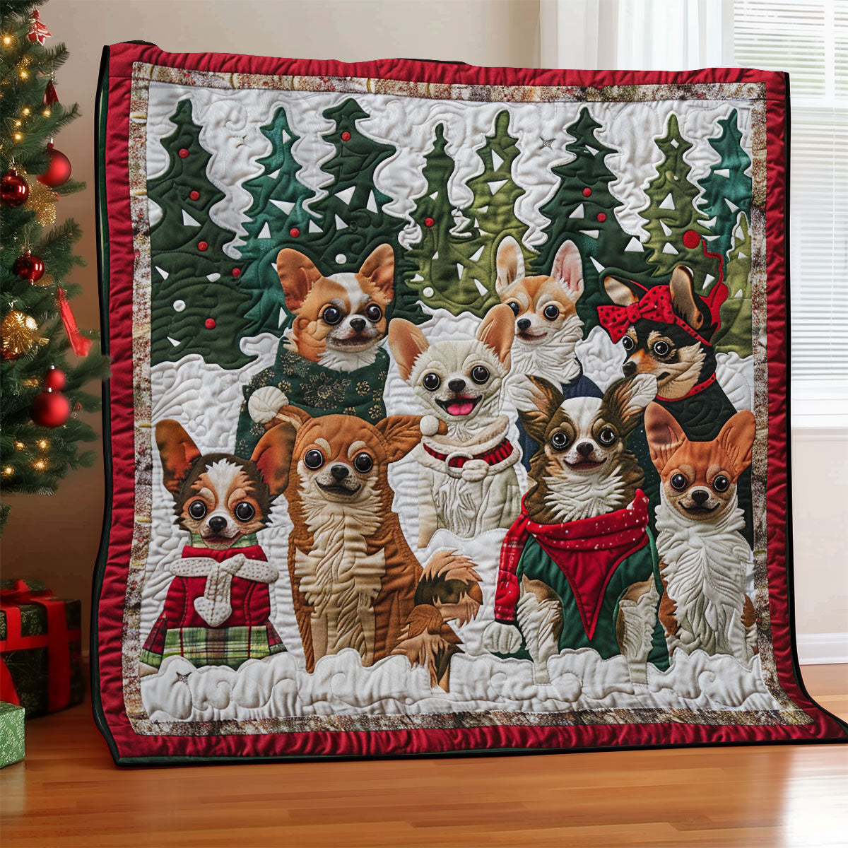 Joyful Chihuahua Family SR1608050CL Quilt