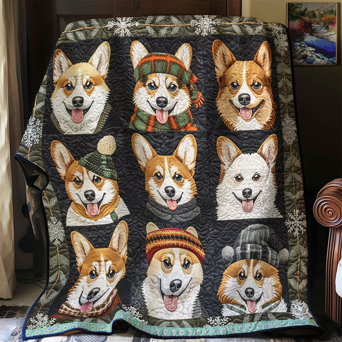 Joyful Corgis Cozy Corner WN0909034CL Quilt