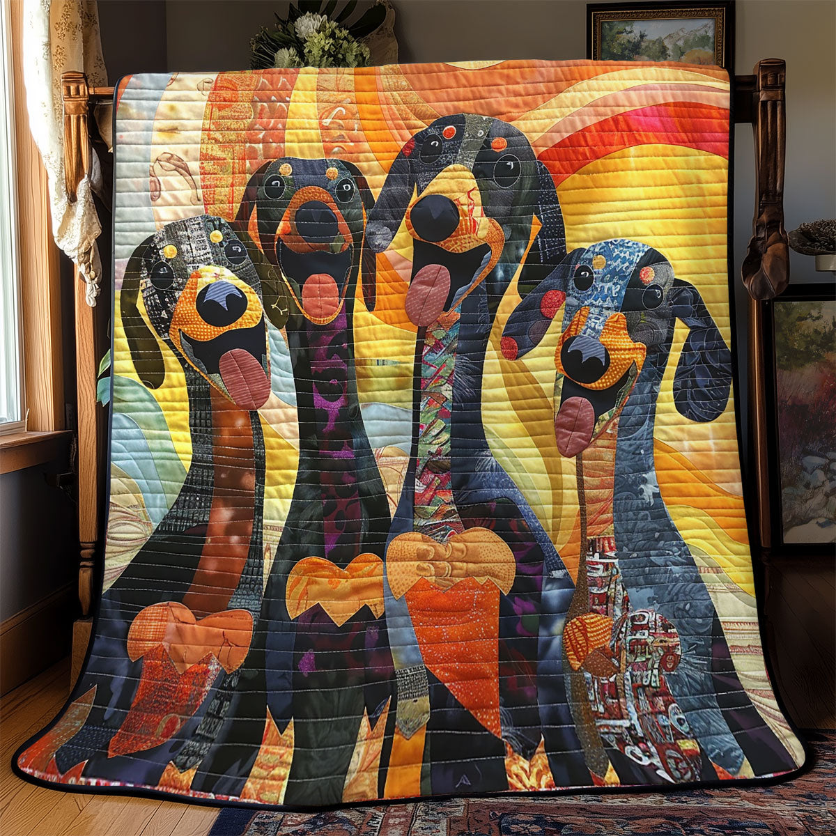 Joyful Dachshund WN2208061CL Quilt