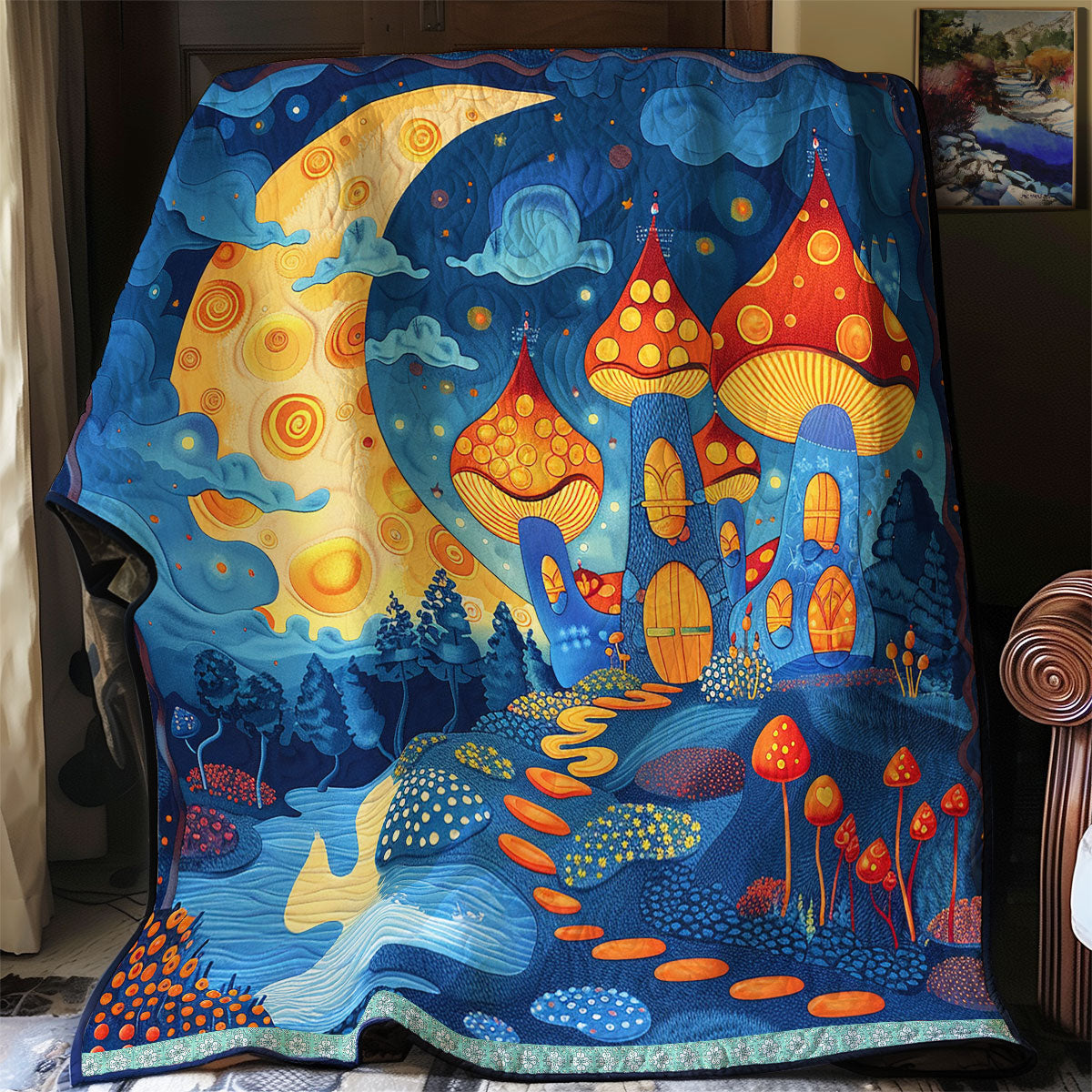 Moonlit Mushroom Cottage WN0909100CL Quilt