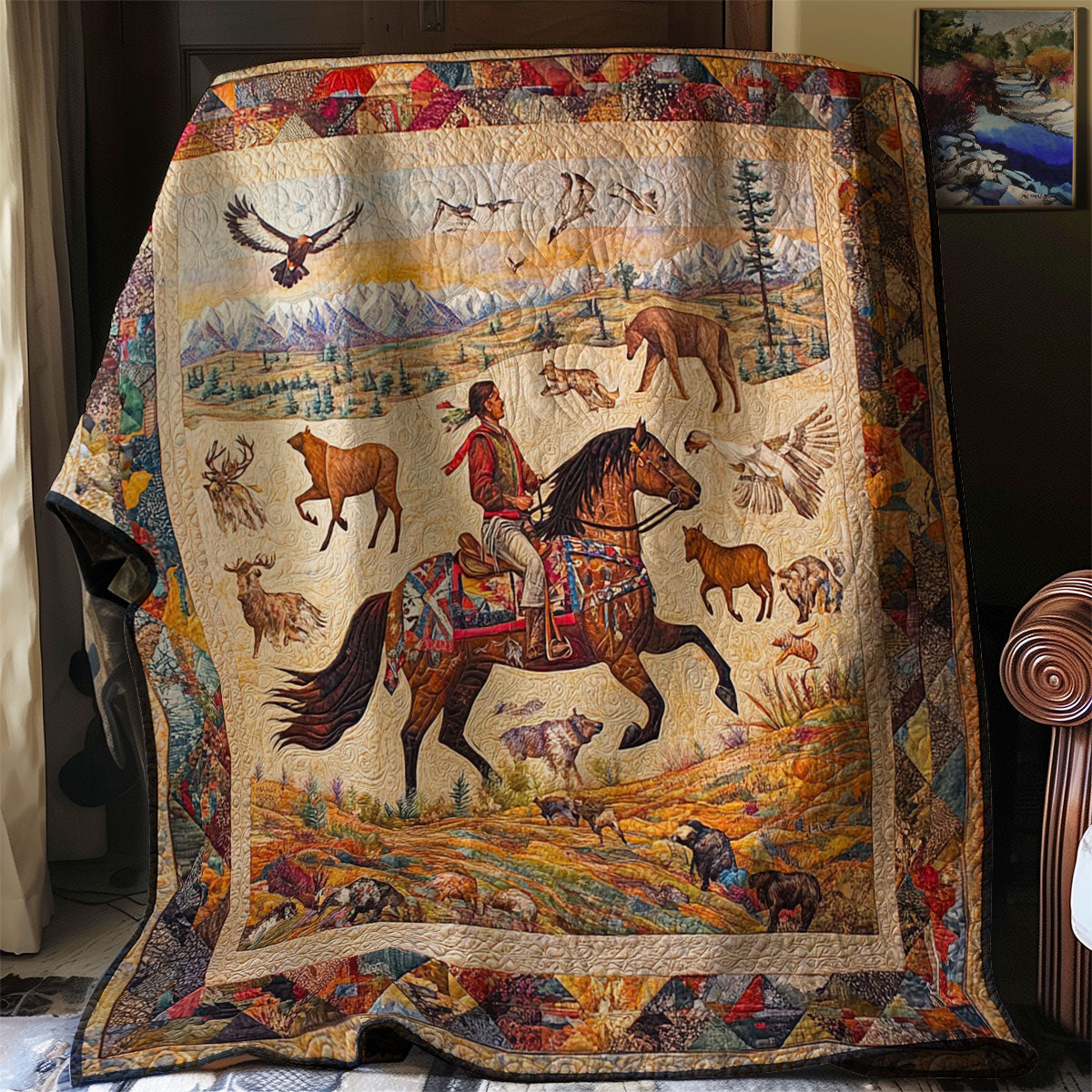 Native American Horse Riding WM0508031CL Quilt