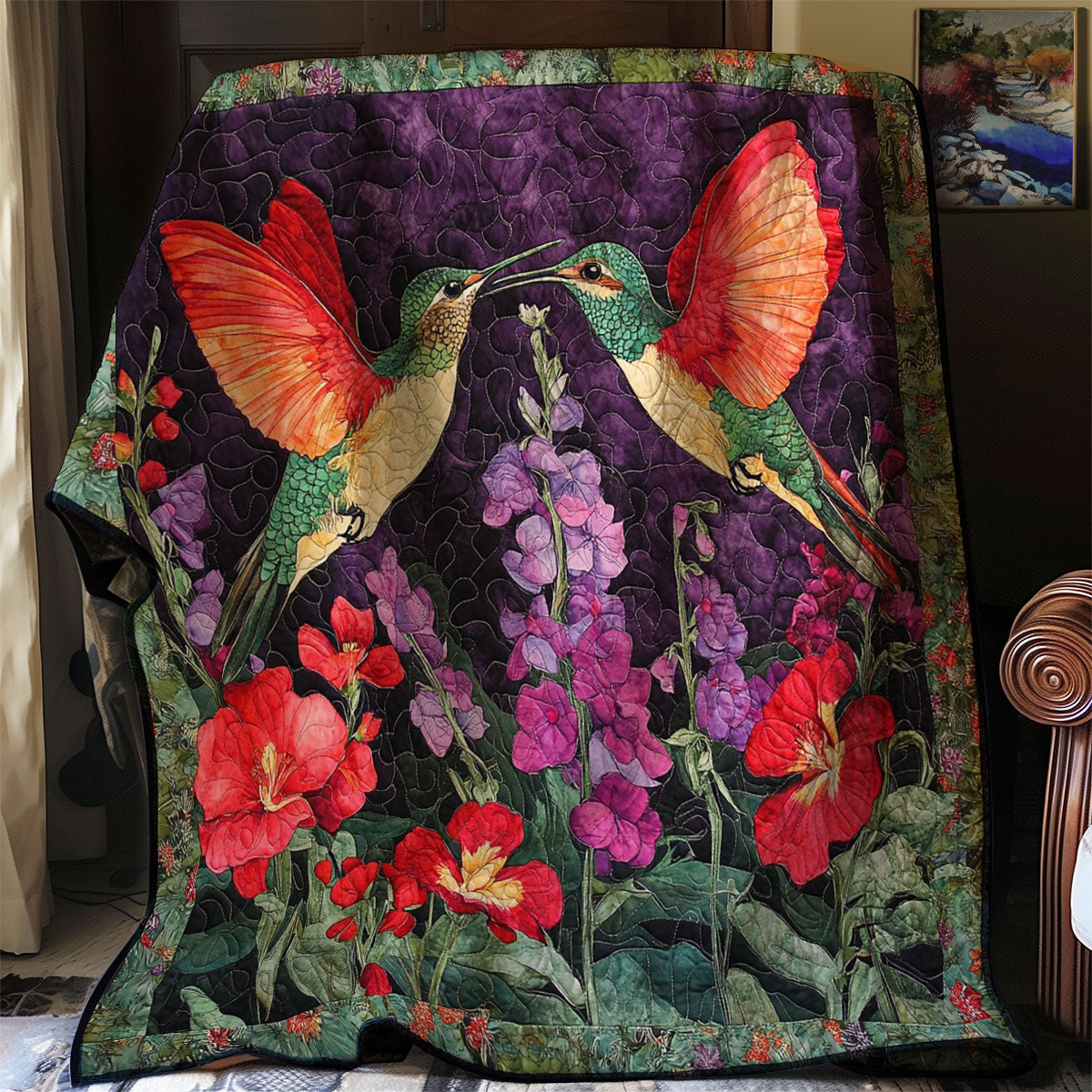 Night Hummingbirds Love WM0608023CL Quilt