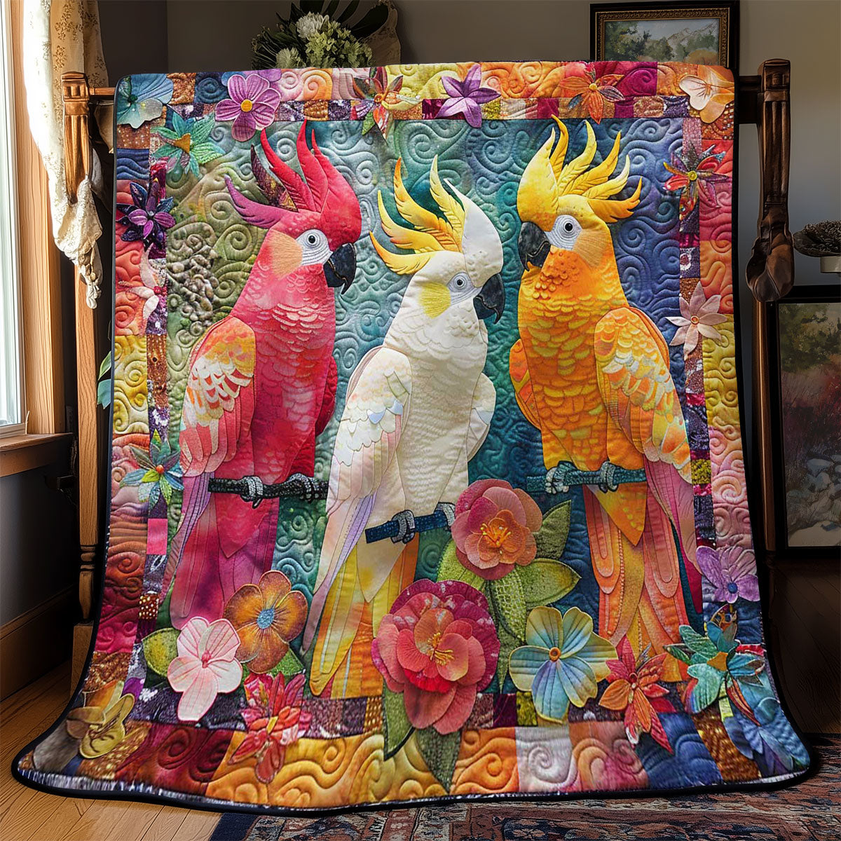 Parrots' Blooming Garden WN2408108CL Quilt