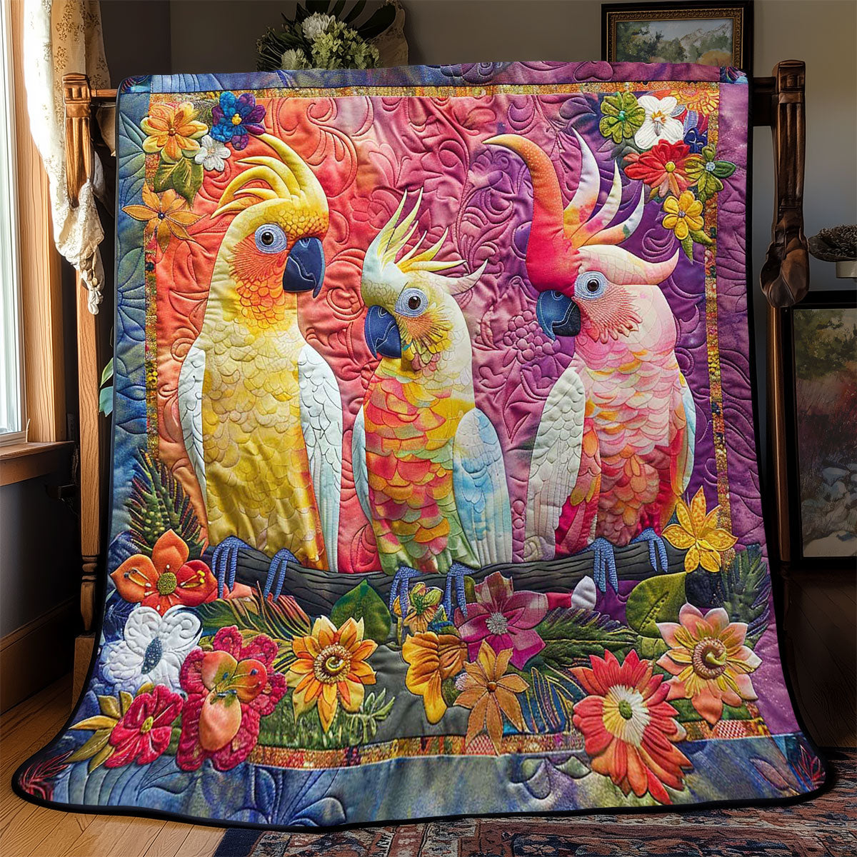 Parrots' Flowered Wonderland WN2408112CL Quilt