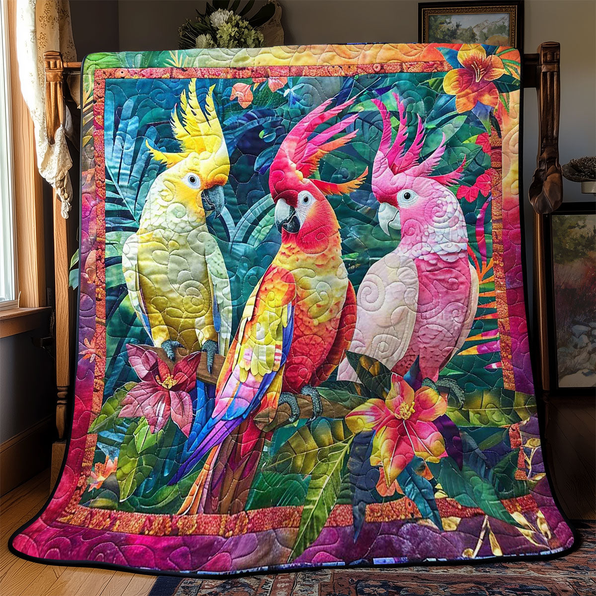 Parrots' Vibrant Oasis WN2408091CL Quilt