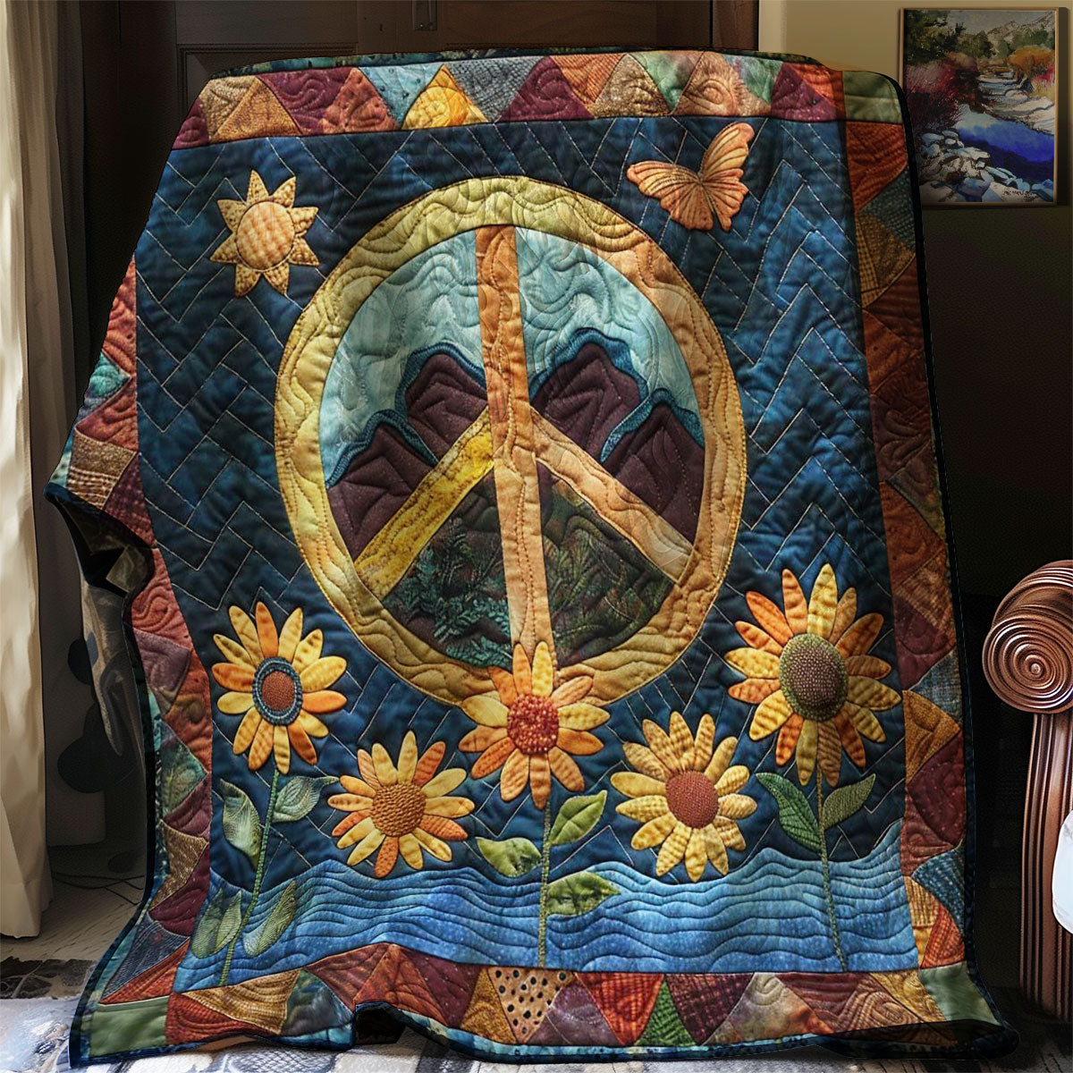 Peaceful Sunflower WN1008043CL Quilt