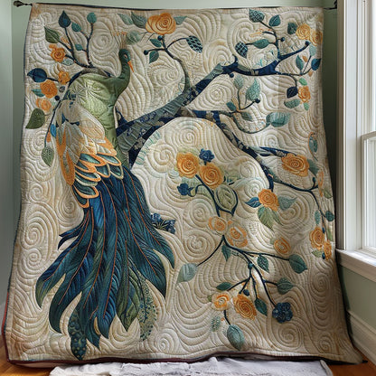 Peacook And Orange Flowers WM2907001CL Quilt