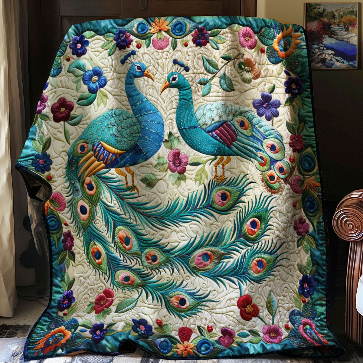 Peafowl's Floral Fantasy WN1608038CL Quilt