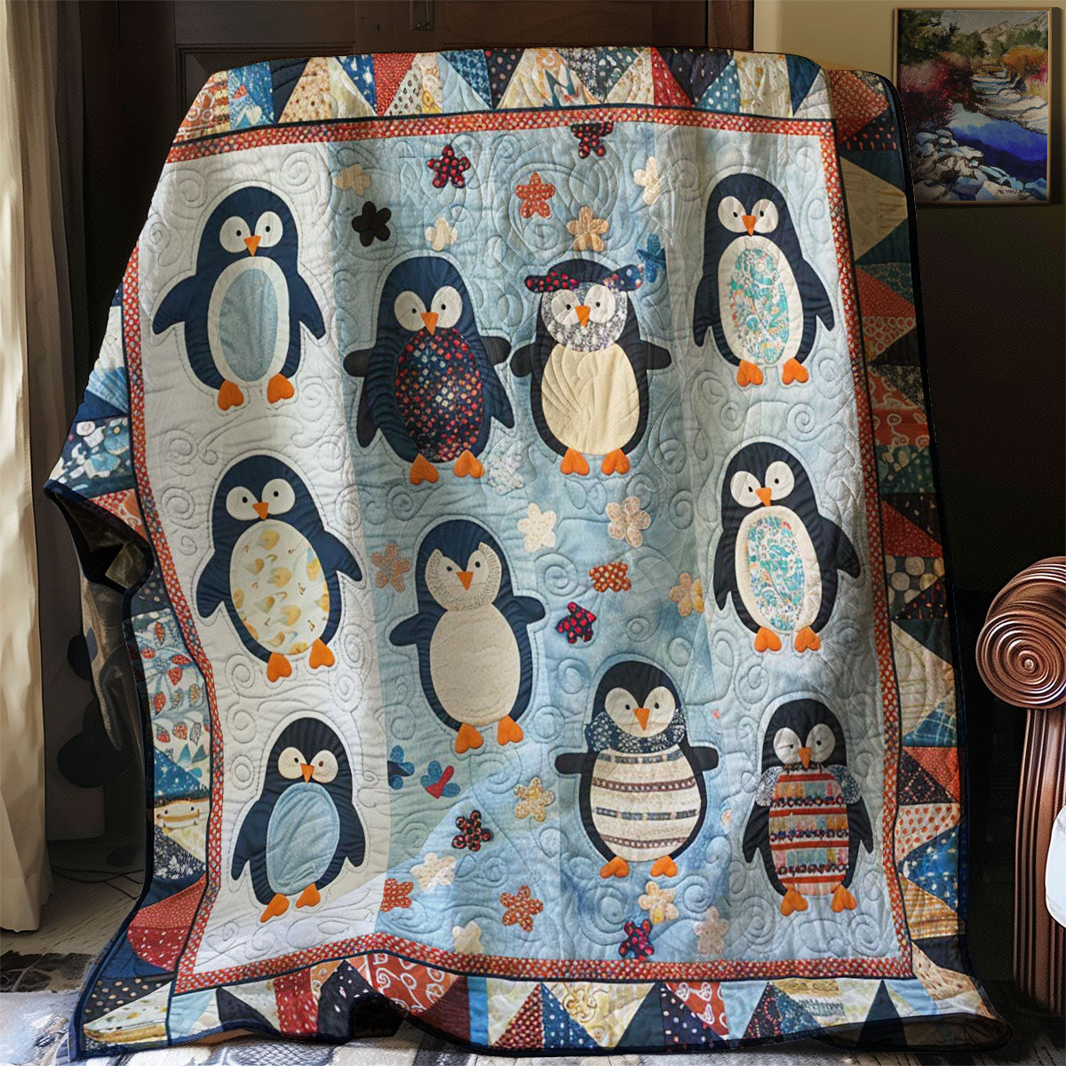 Penguin's Frosty Friends WN1608024CL Quilt