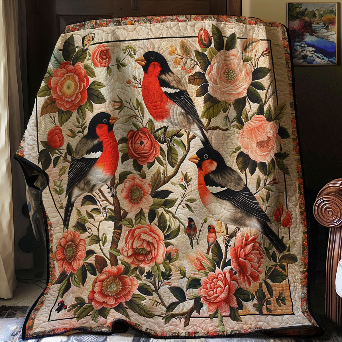 Peony And Bullfinches WM2308017CL Quilt