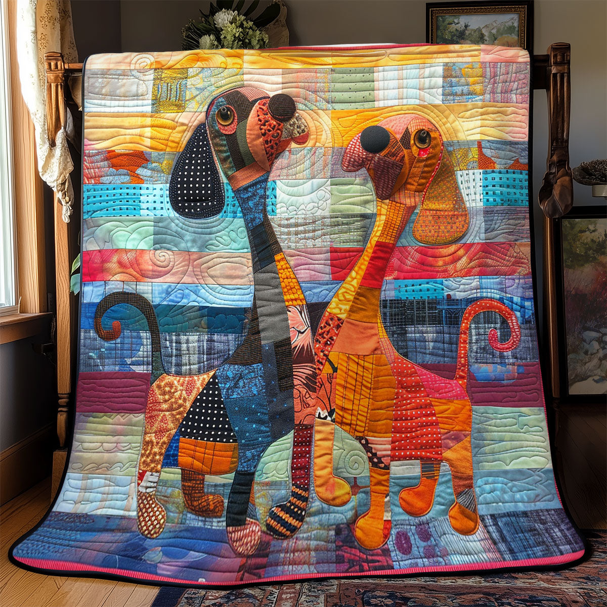 Playful Dachshund WN2208055CL Quilt