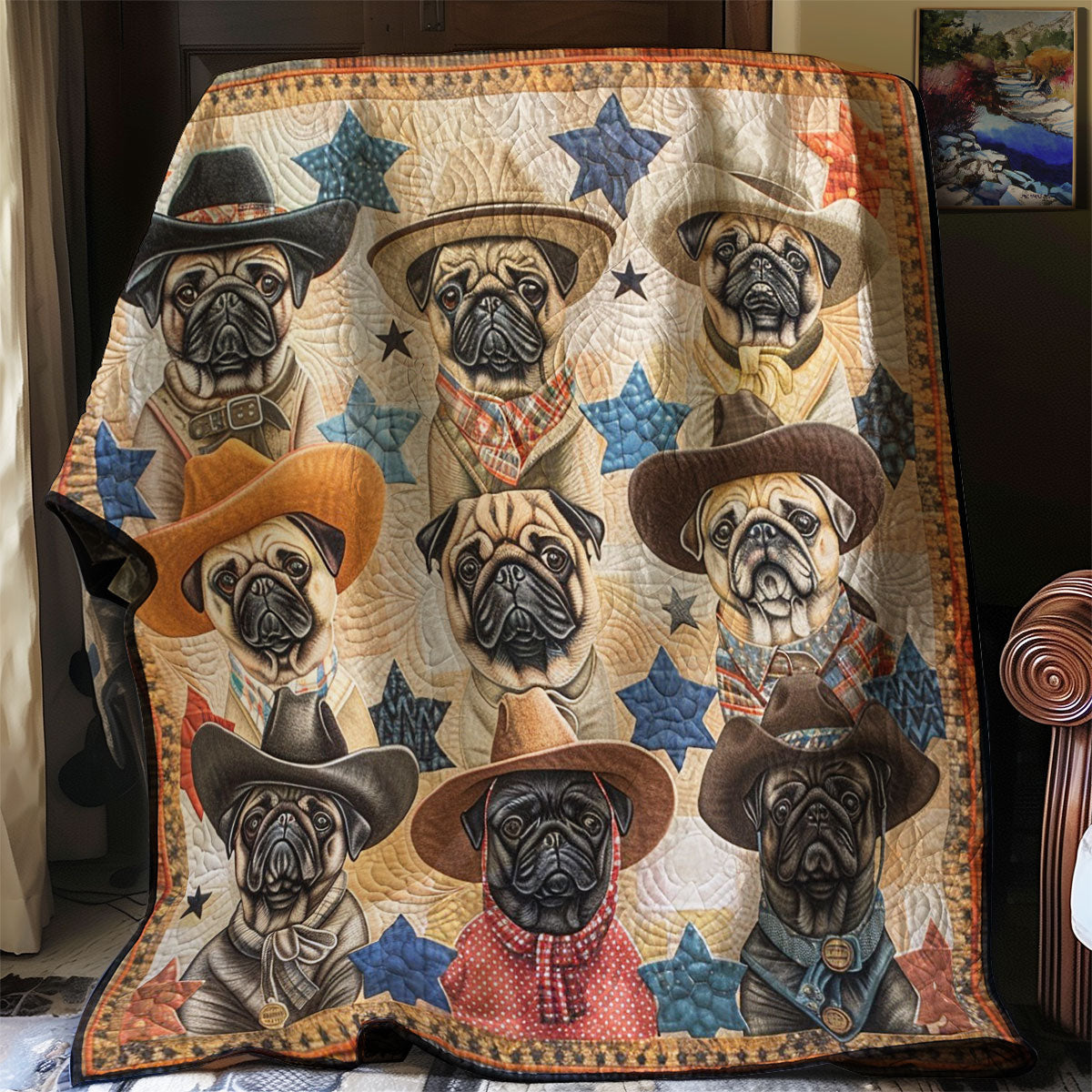 Pugs Star WM1308044CL Quilt