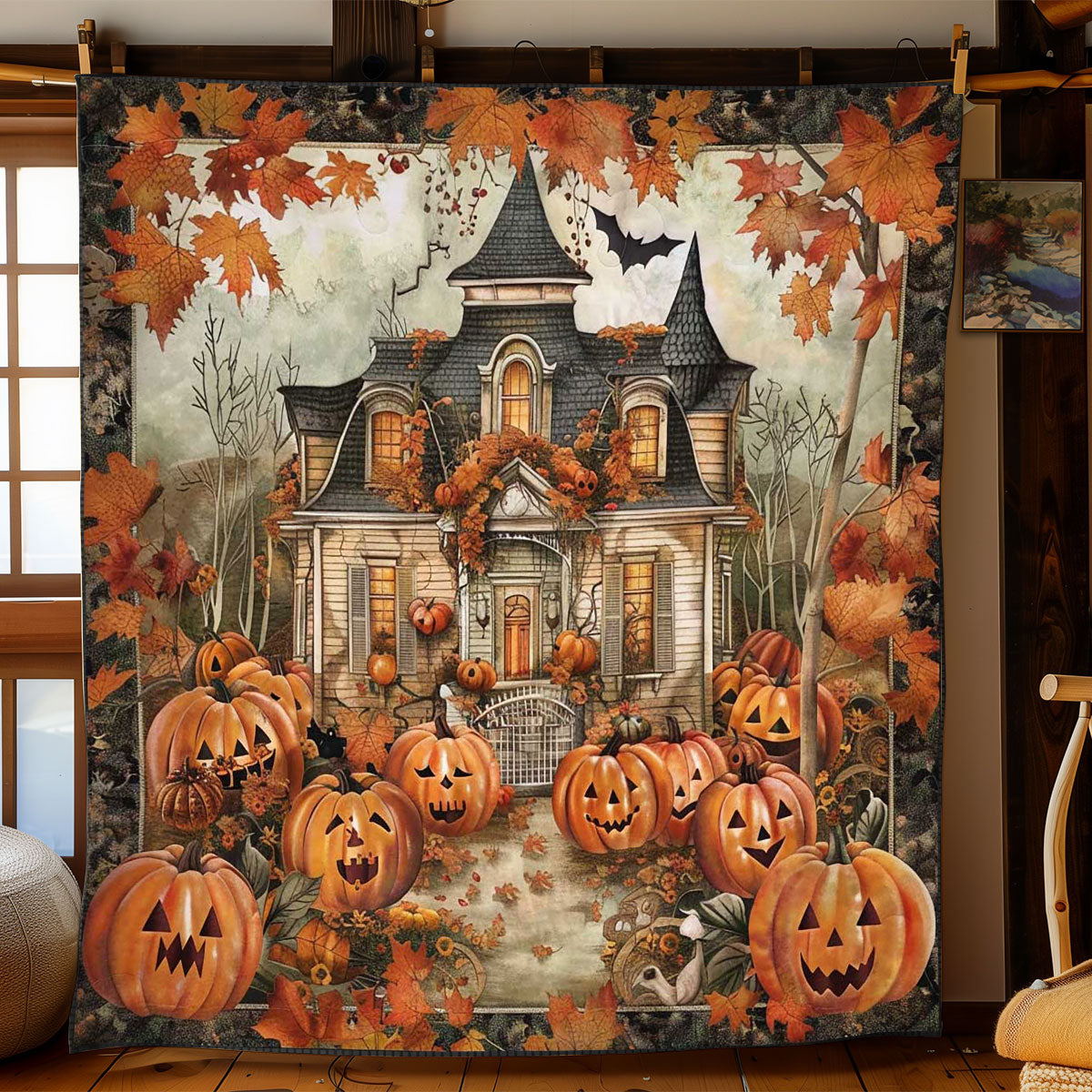 Pumpkin Haunted Haven WN1908064CL Quilt