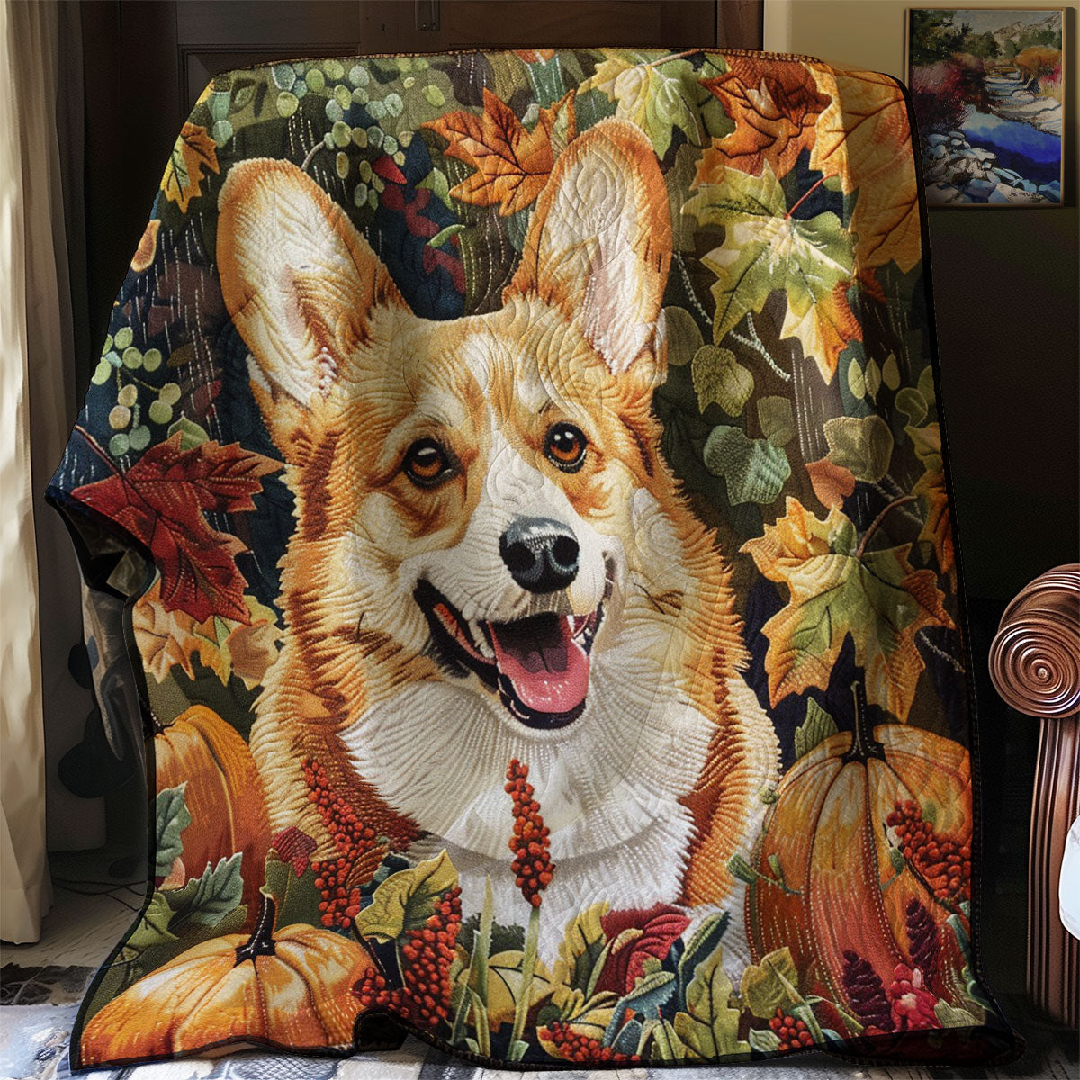 Pumpkins Smiling Corgi WM2908020CL Quilt