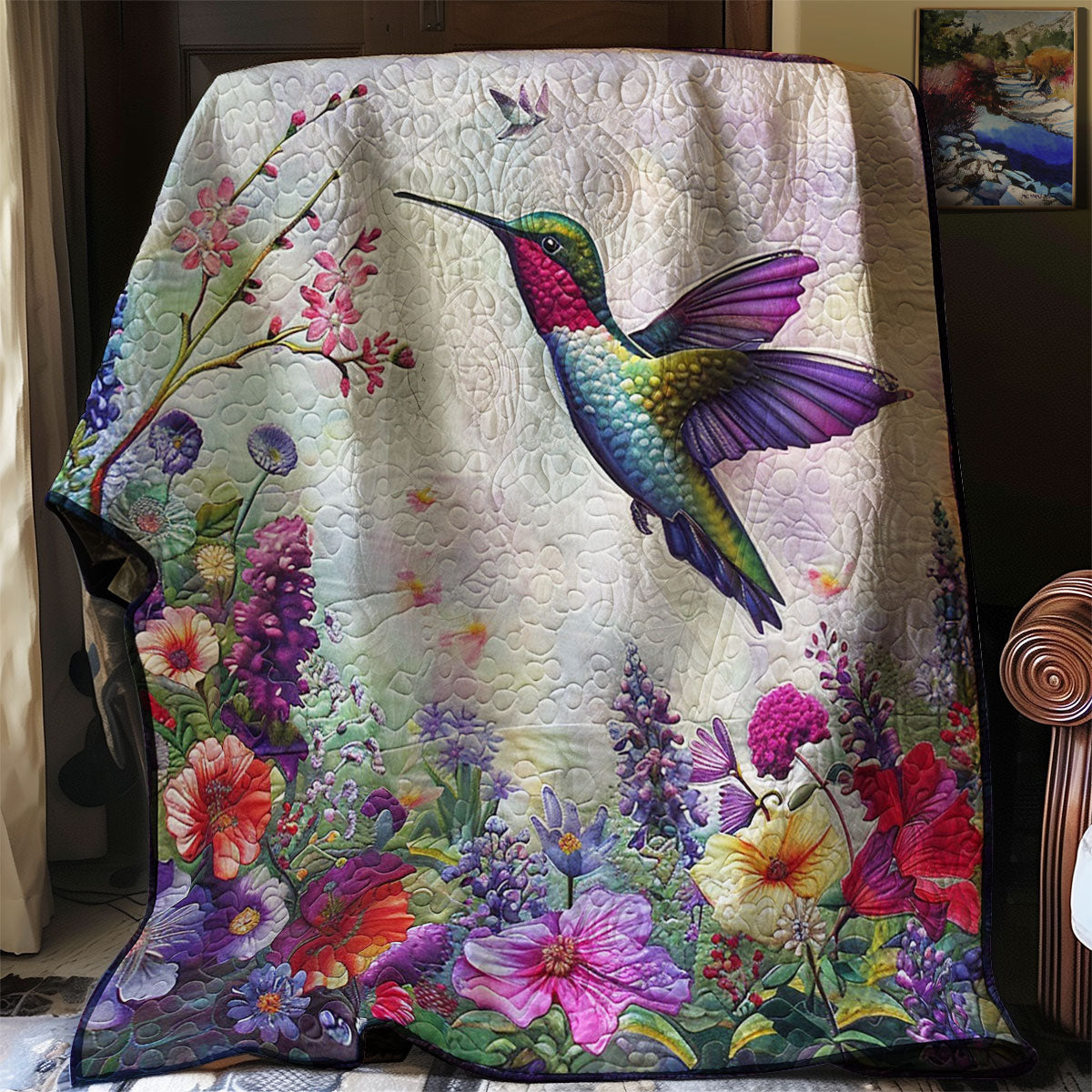 Purple Hummingbird Garden WM1608017CL Quilt
