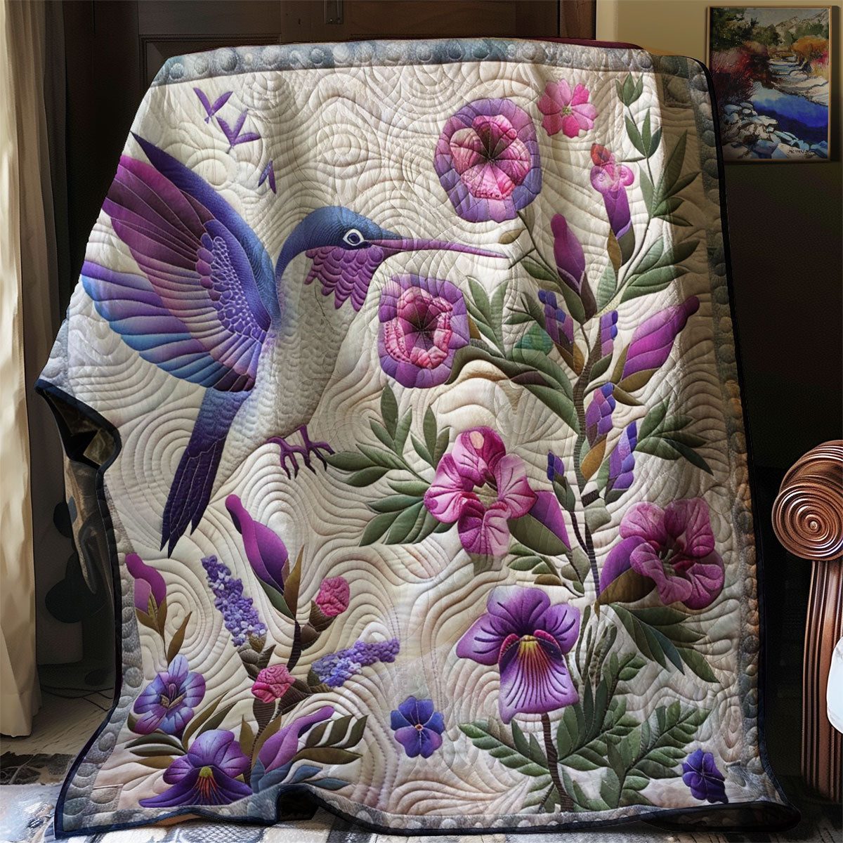 Purple Hummingbird WM0909013CL Quilt