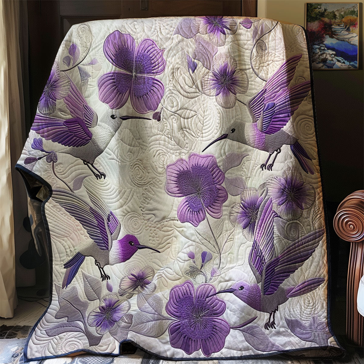 Purple Hummingbirds WM1508042CL Quilt