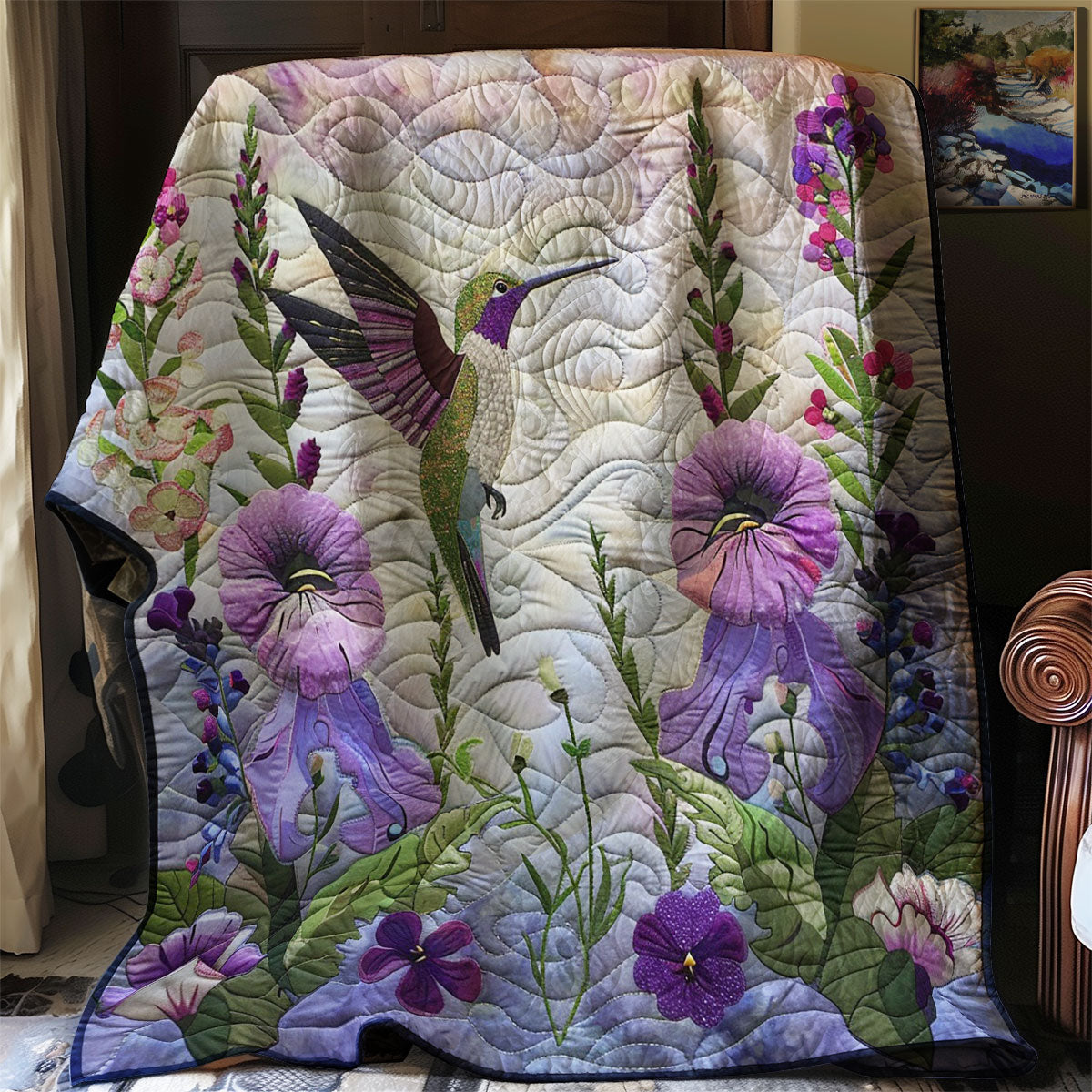 Purple Memories Hummingbirds WM1508060CL Quilt