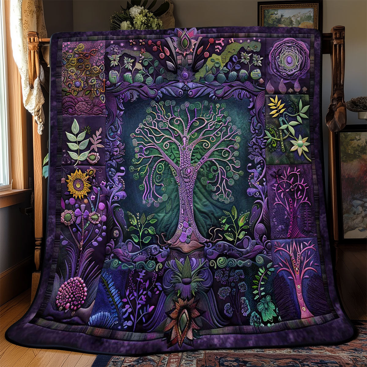 Purple Tree Of Balance WN2408163CL Quilt