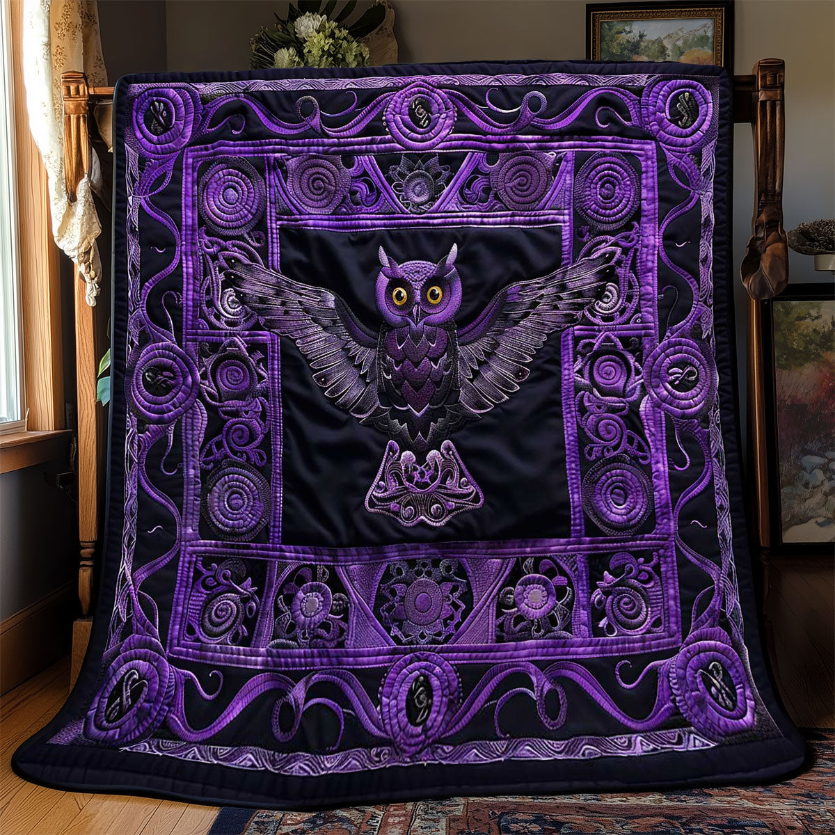 Purple Wisdom Of The Owl WN2408167CL Quilt