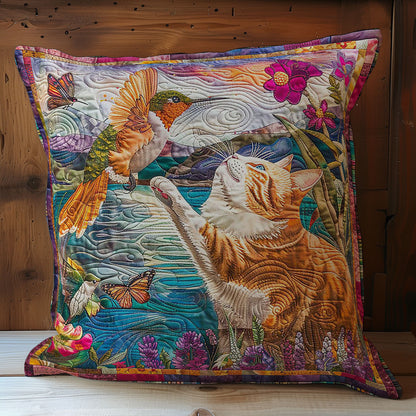 Cat Humming Bird Animal WP2507010CL Quilt Pillow Case