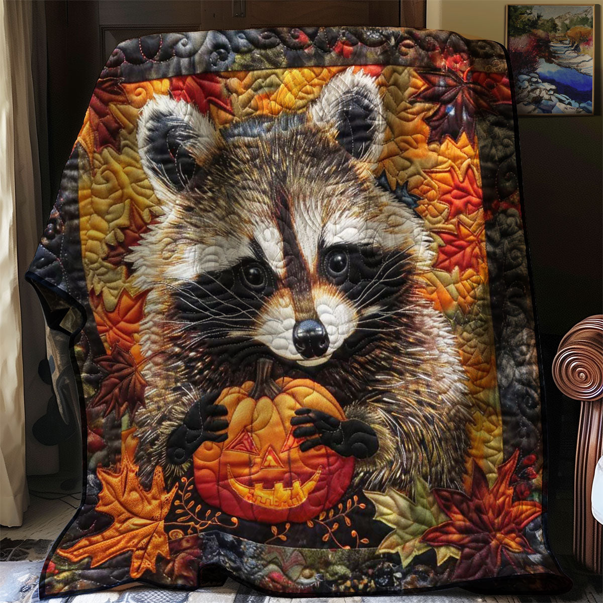 Raccoon Pumpkin Patch WN1508065CL Quilt