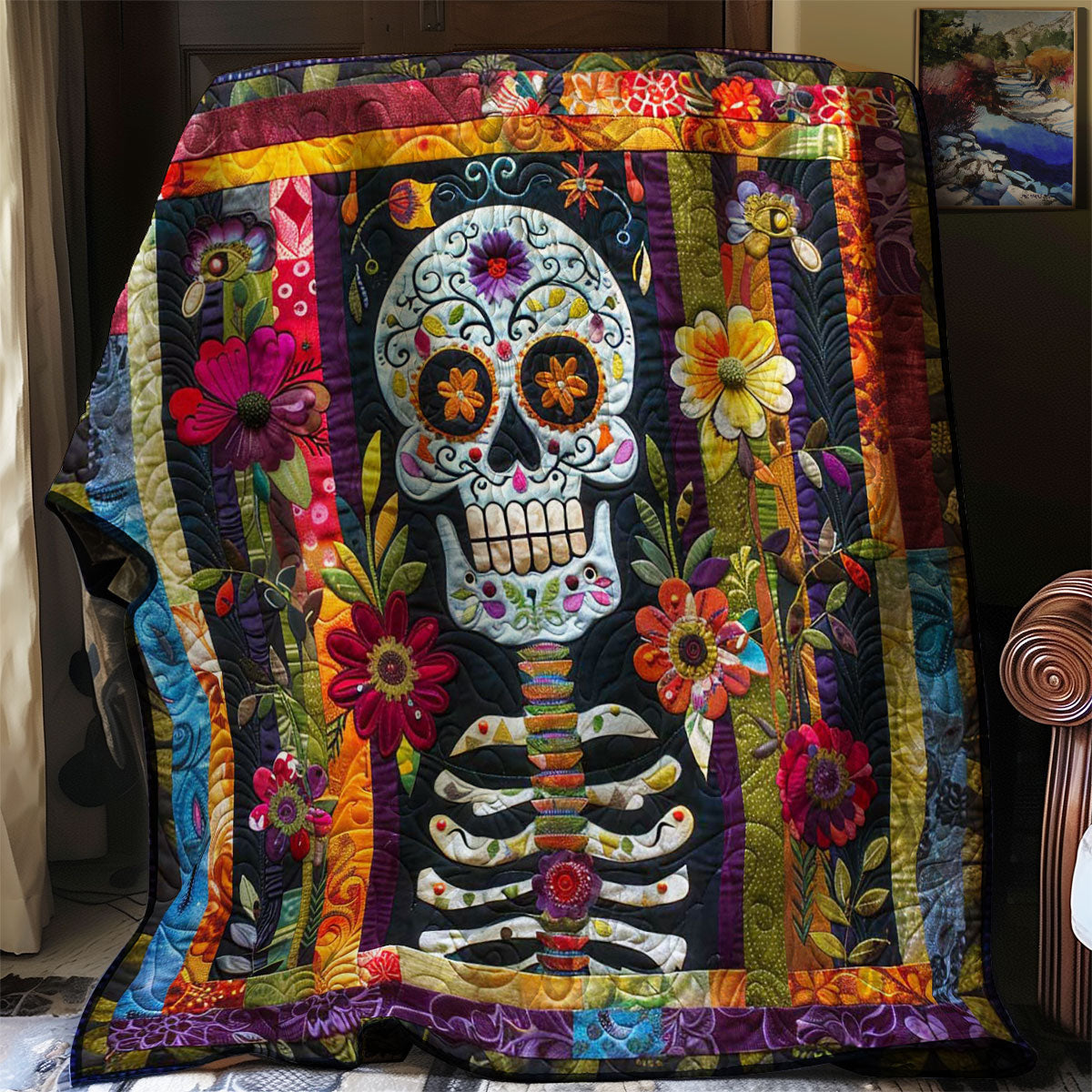 Radiant Skull Flower WN0908107CL Quilt