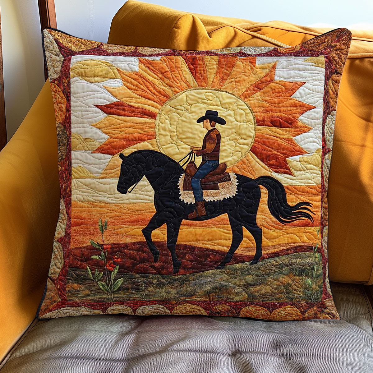 Radiant Sun Cowboy WN0108009CL Quilt Pillow Case