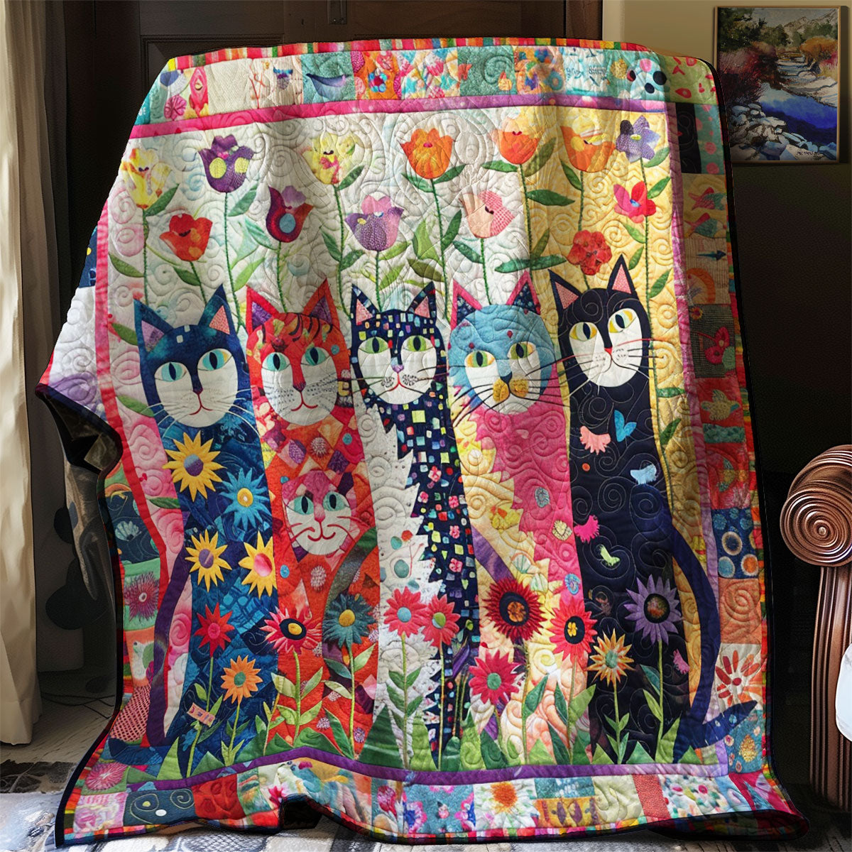 Rainbow Garden Cat WM1908003CL Quilt