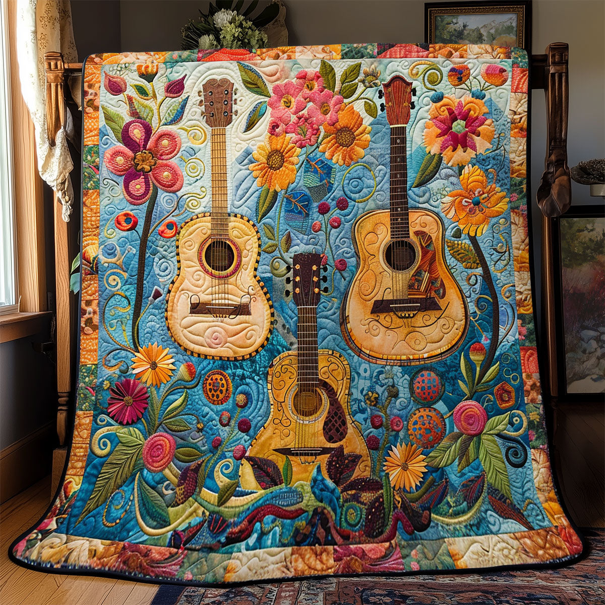 Retro Guitar Garden WN2208138CL Quilt