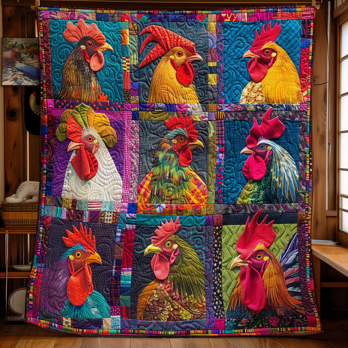 Rooster Collection SR1608035CL Quilt