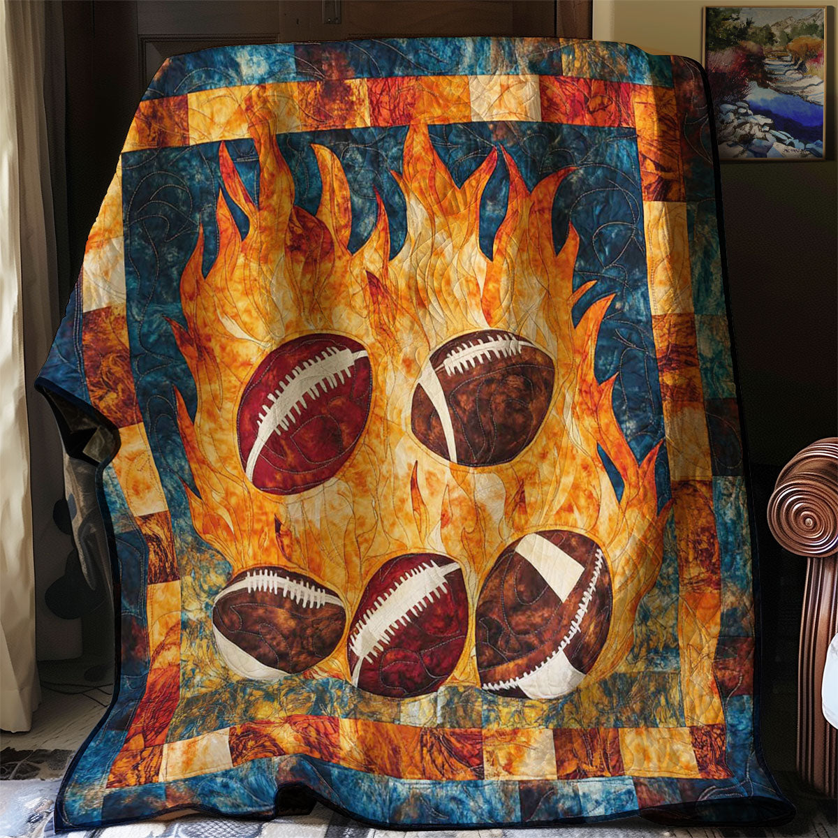 Rugby Football Frenzy WN0708084CL Quilt